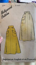 663B Hollywood Gathered Patch Pocket Skirt Lengths 1940s Pattern 28" Waist